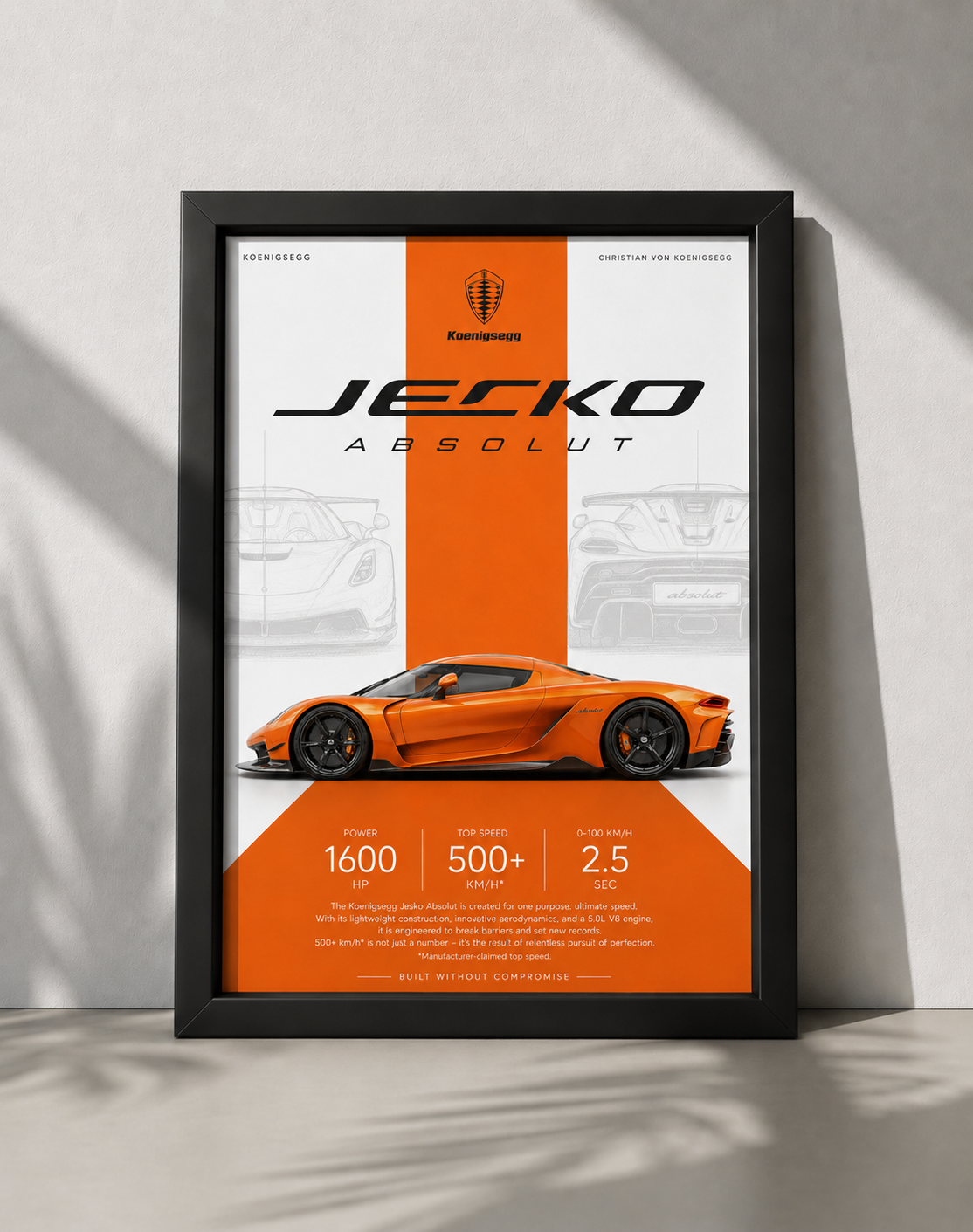 Koenigsegg Jesko Absolut Car Photo Frame | A4 Size | Premium HD Wall Art