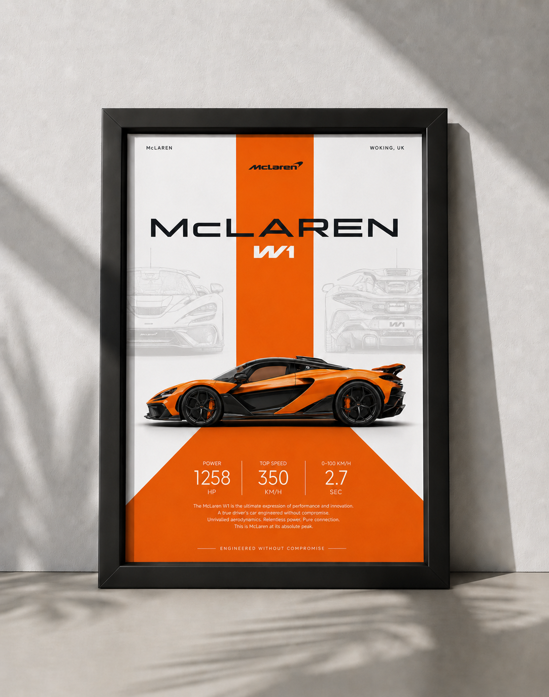 McLaren W1 Car Photo Frame | A4 Size | Premium HD Wall Art