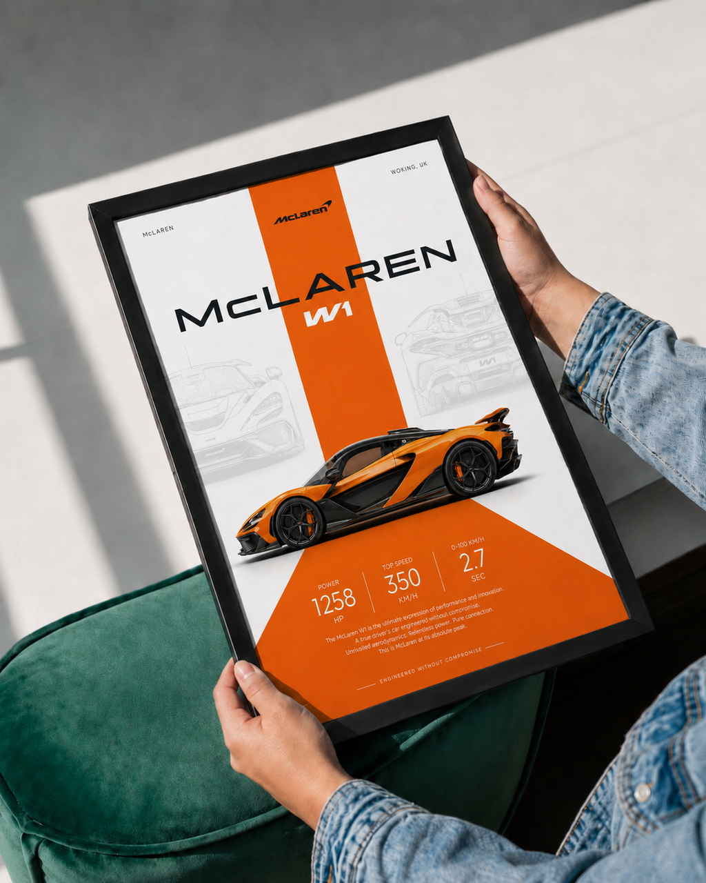 McLaren W1 Car Photo Frame | A4 Size | Premium HD Wall Art