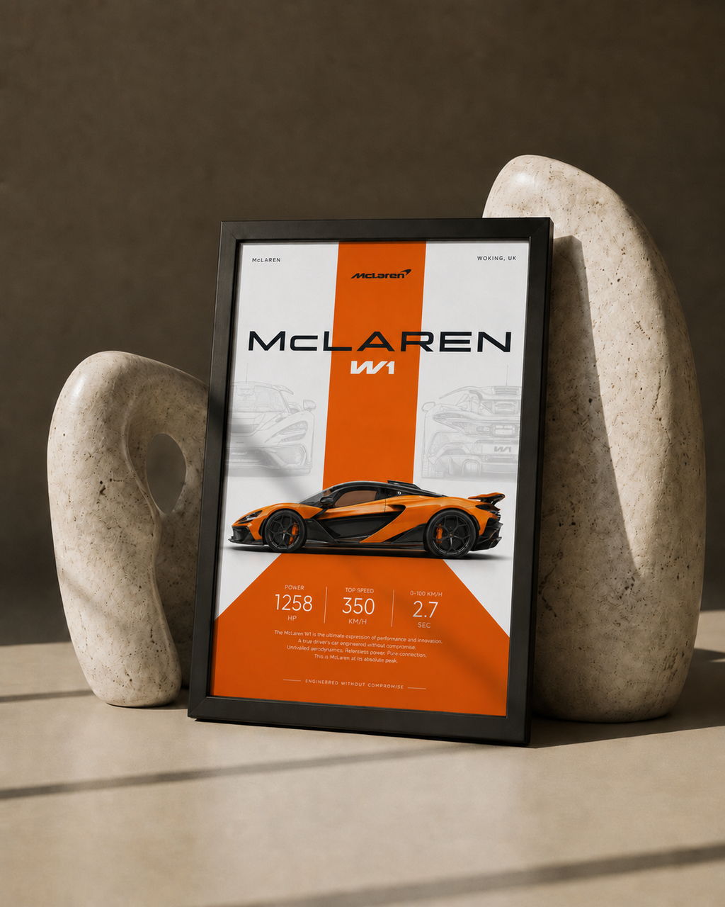 McLaren W1 Car Photo Frame | A4 Size | Premium HD Wall Art