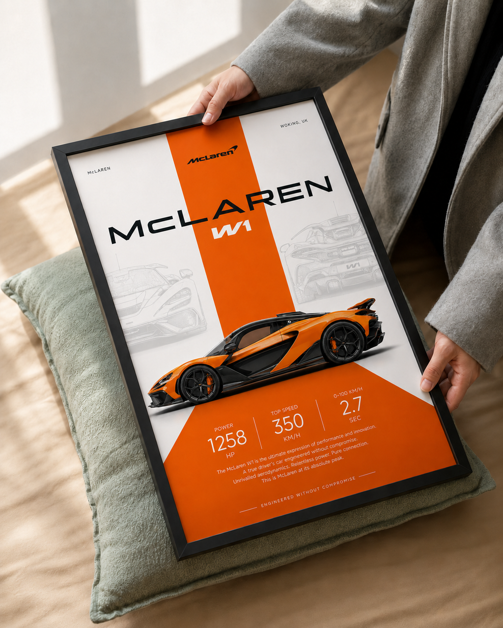 McLaren W1 Car Photo Frame | A4 Size | Premium HD Wall Art