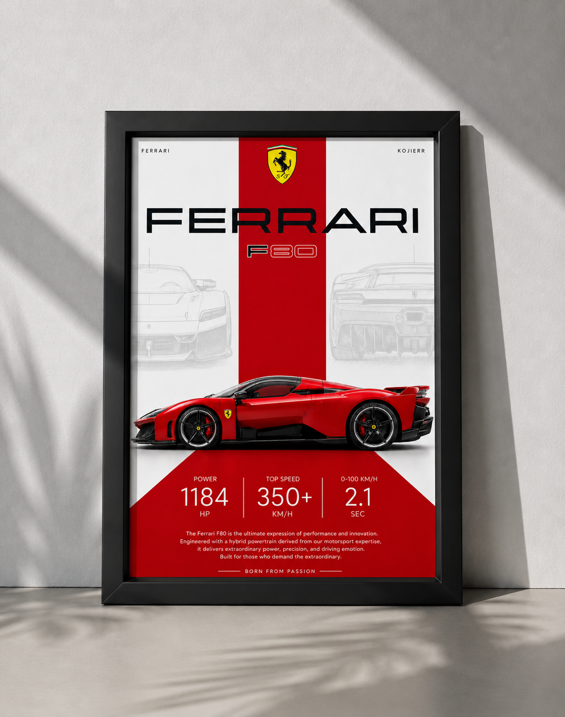 Ferrari F80 Car Photo Frame | A4 Size | Premium HD Wall Art