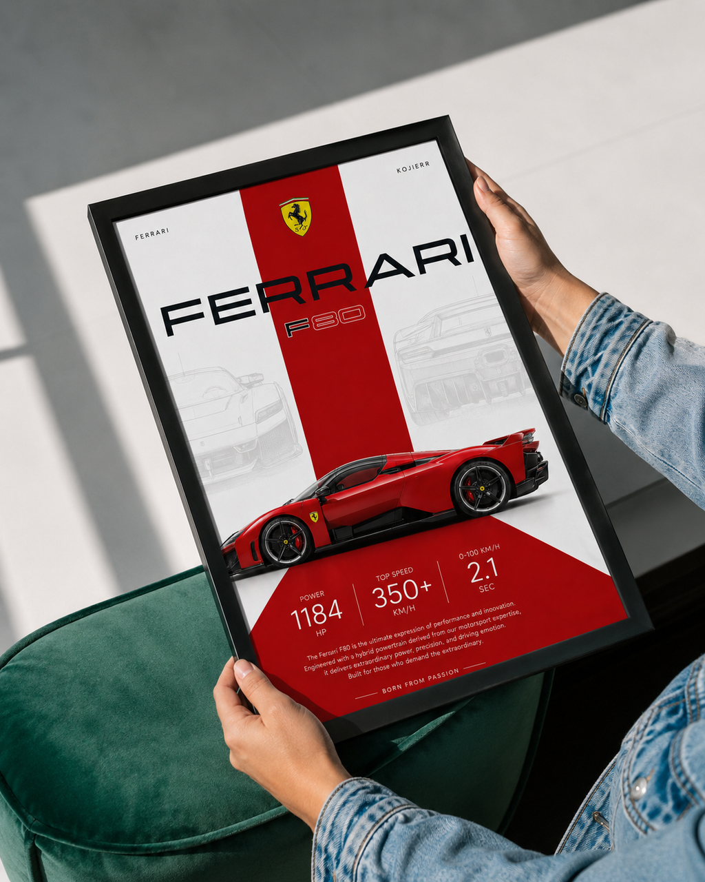 Ferrari F80 Car Photo Frame | A4 Size | Premium HD Wall Art