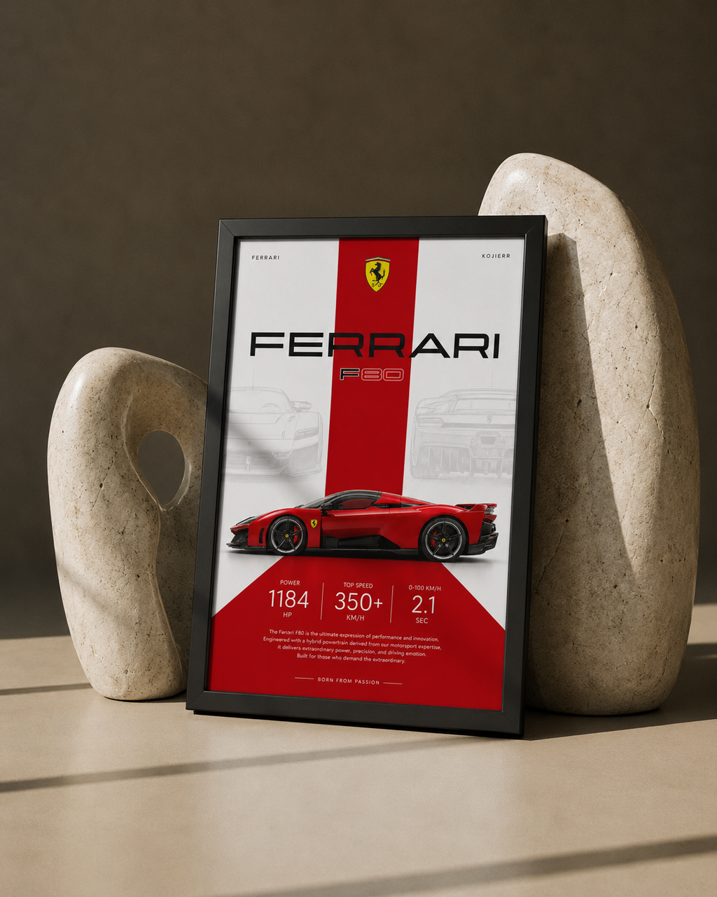 Ferrari F80 Car Photo Frame | A4 Size | Premium HD Wall Art