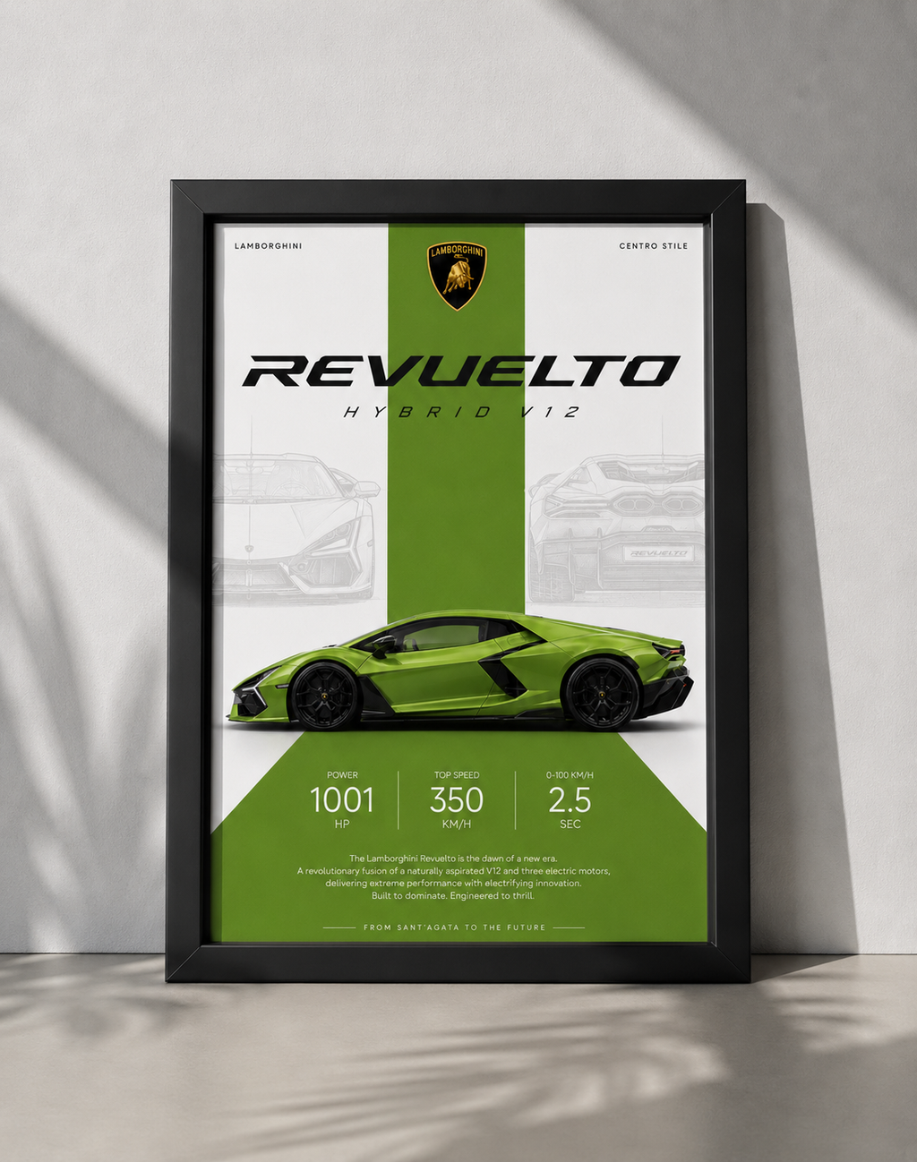 Lamborghini Revuelto Car Photo Frame | A4 Size | Premium HD Wall Art