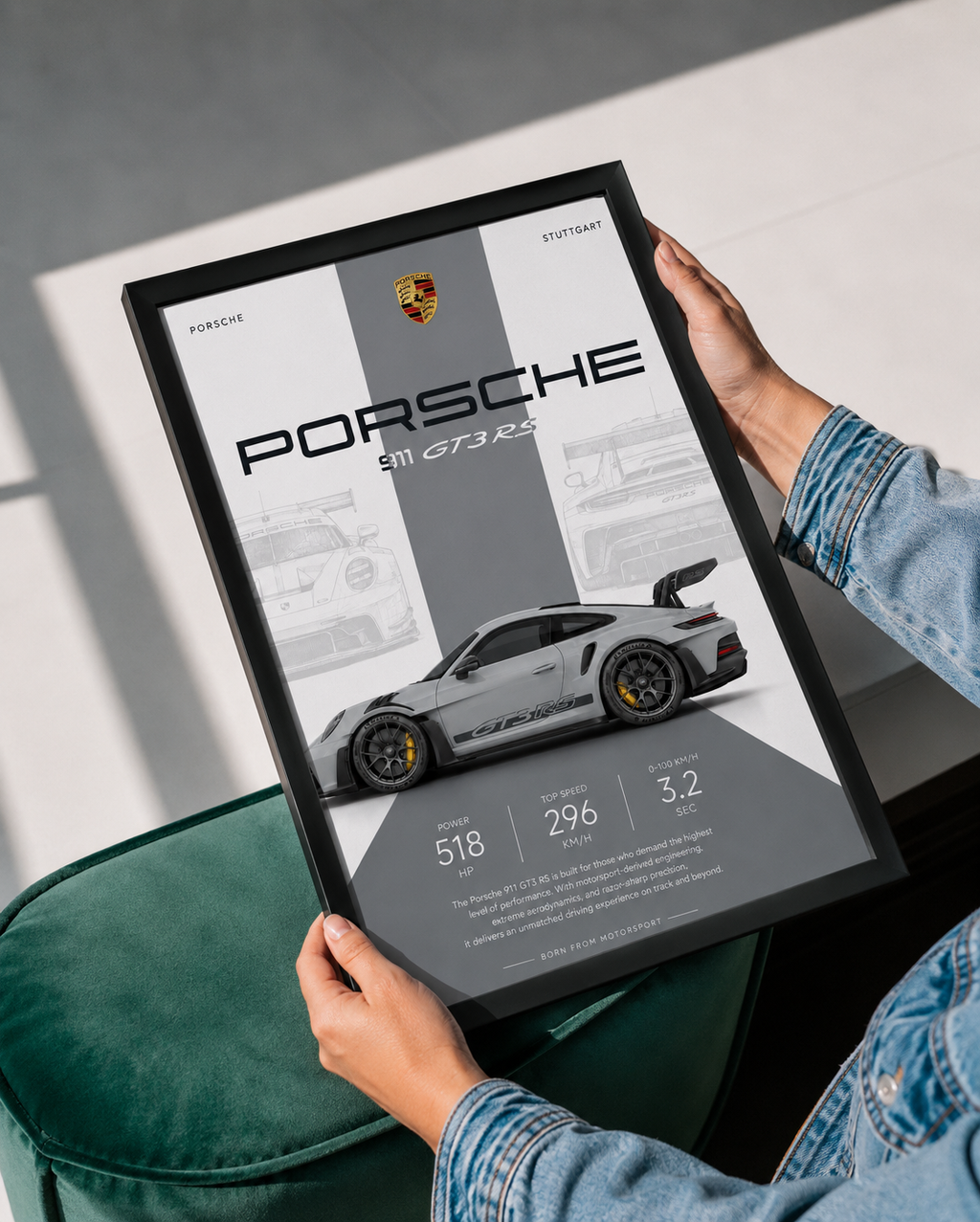 Porsche 911 GT3 RS Car Photo Frame | A4 Size | Premium HD Wall Art
