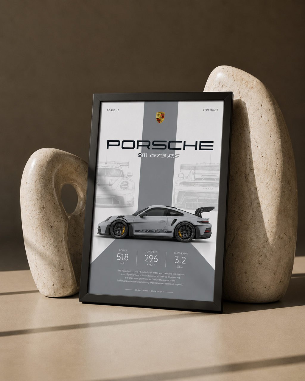 Porsche 911 GT3 RS Car Photo Frame | A4 Size | Premium HD Wall Art