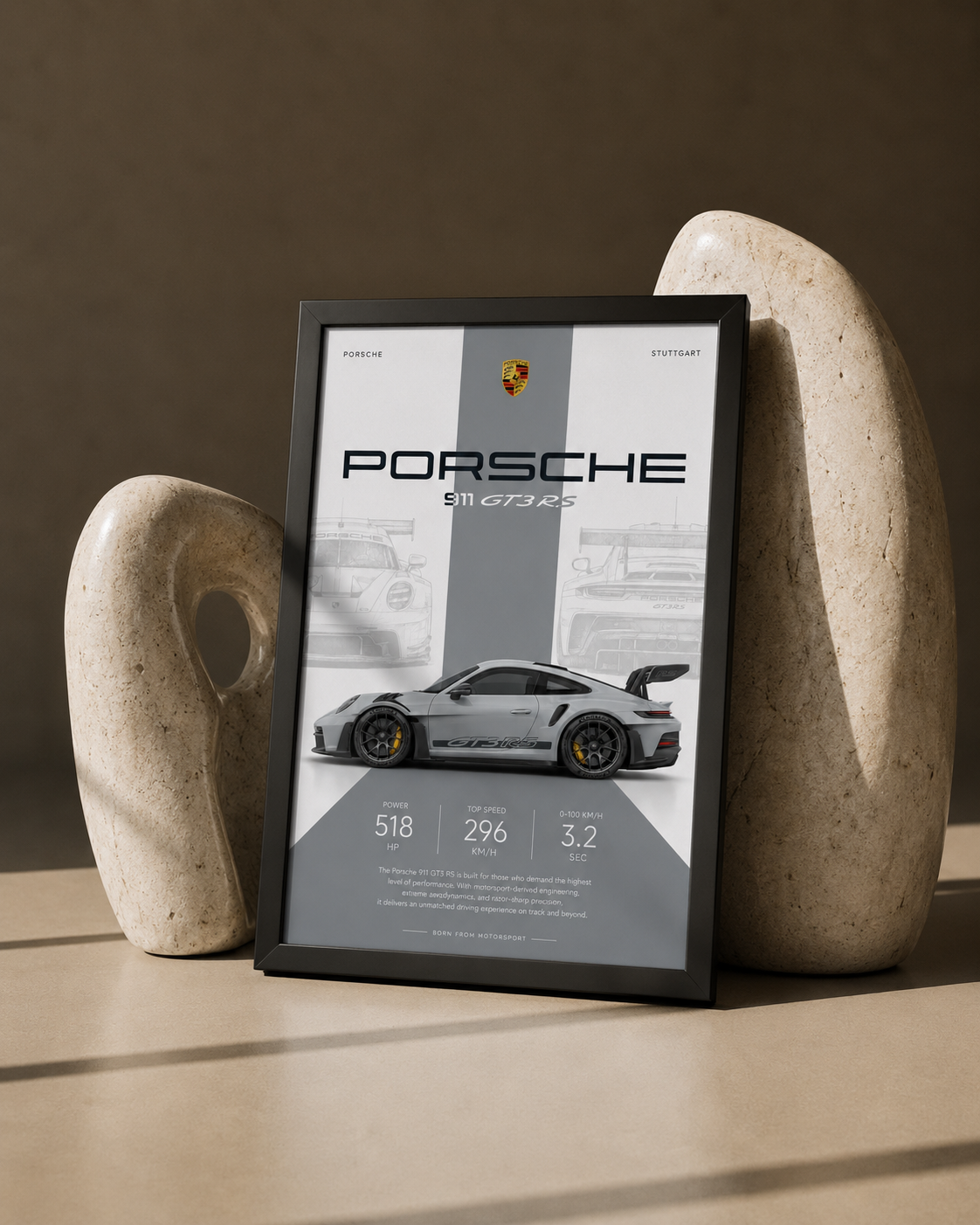 Porsche 911 GT3 RS Car Photo Frame | A4 Size | Premium HD Wall Art