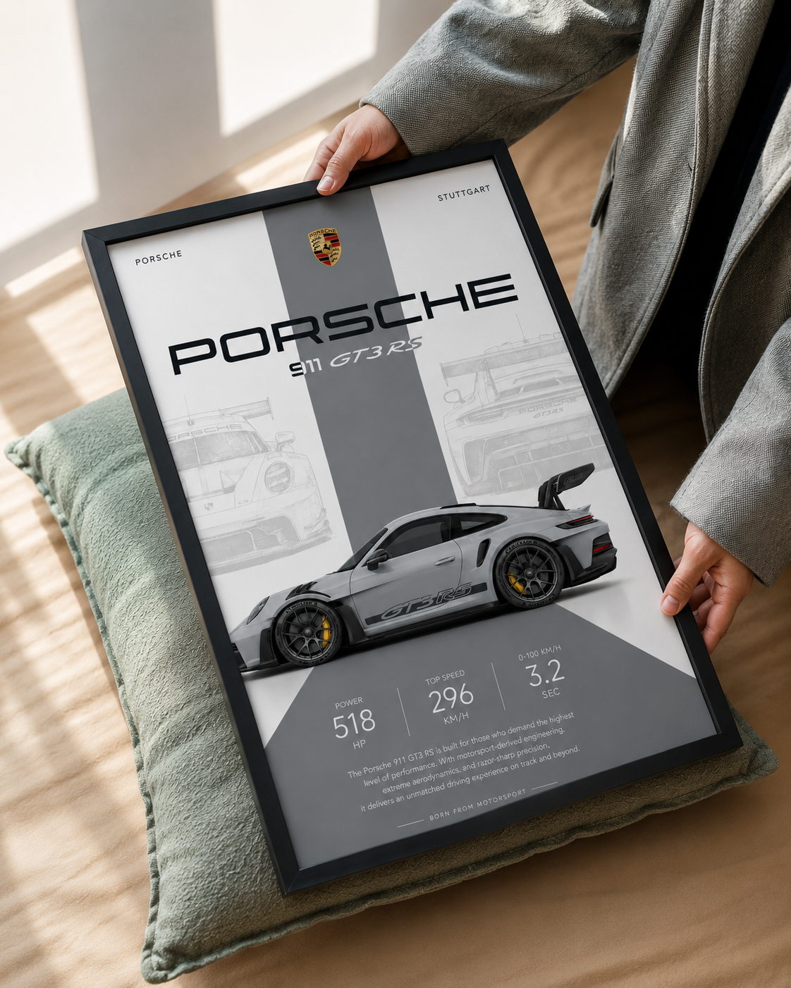 Porsche 911 GT3 RS Car Photo Frame | A4 Size | Premium HD Wall Art