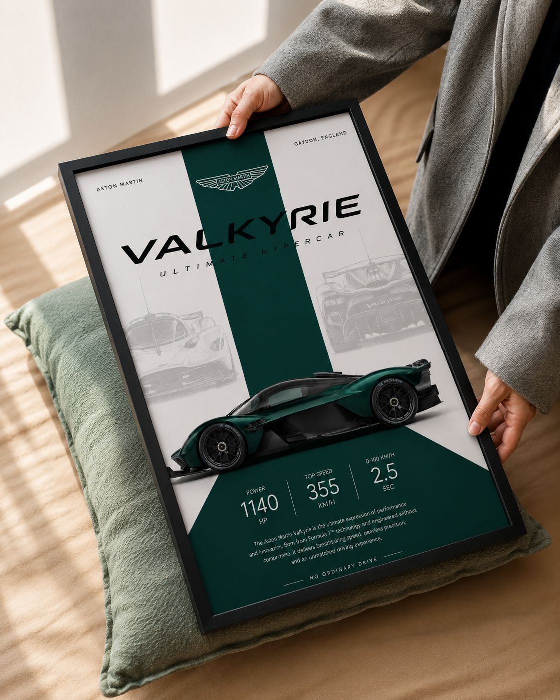 Aston Martin Valkyrie Car Photo Frame | A4 Size | Premium HD Wall Art