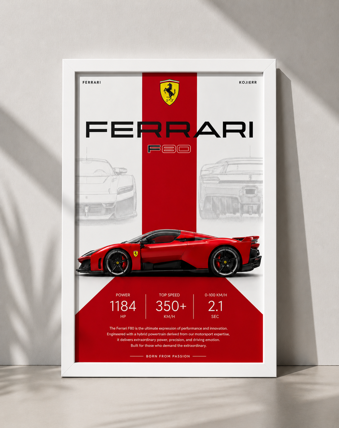 Ferrari F80 Car Photo Frame | A4 Size | Premium HD Wall Art