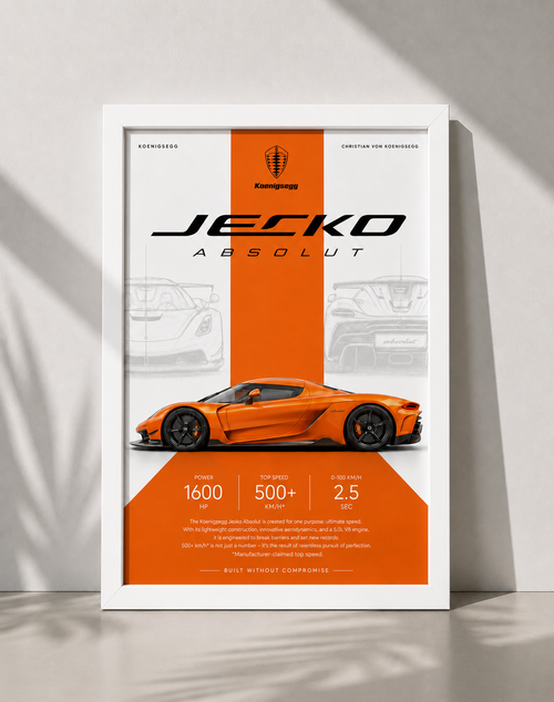 Koenigsegg Jesko Absolut Car Photo Frame | A4 Size | Premium HD Wall Art