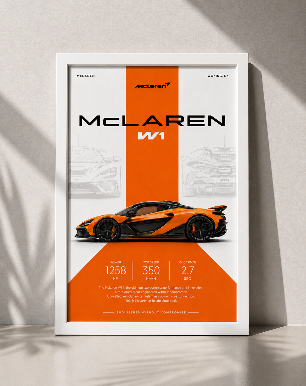 McLaren W1 Car Photo Frame | A4 Size | Premium HD Wall Art
