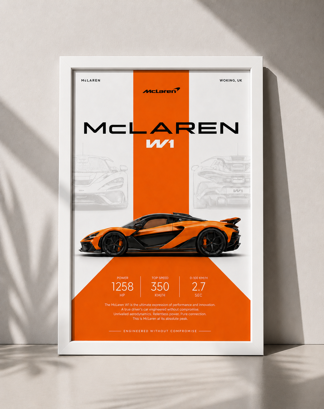 McLaren W1 Car Photo Frame | A4 Size | Premium HD Wall Art