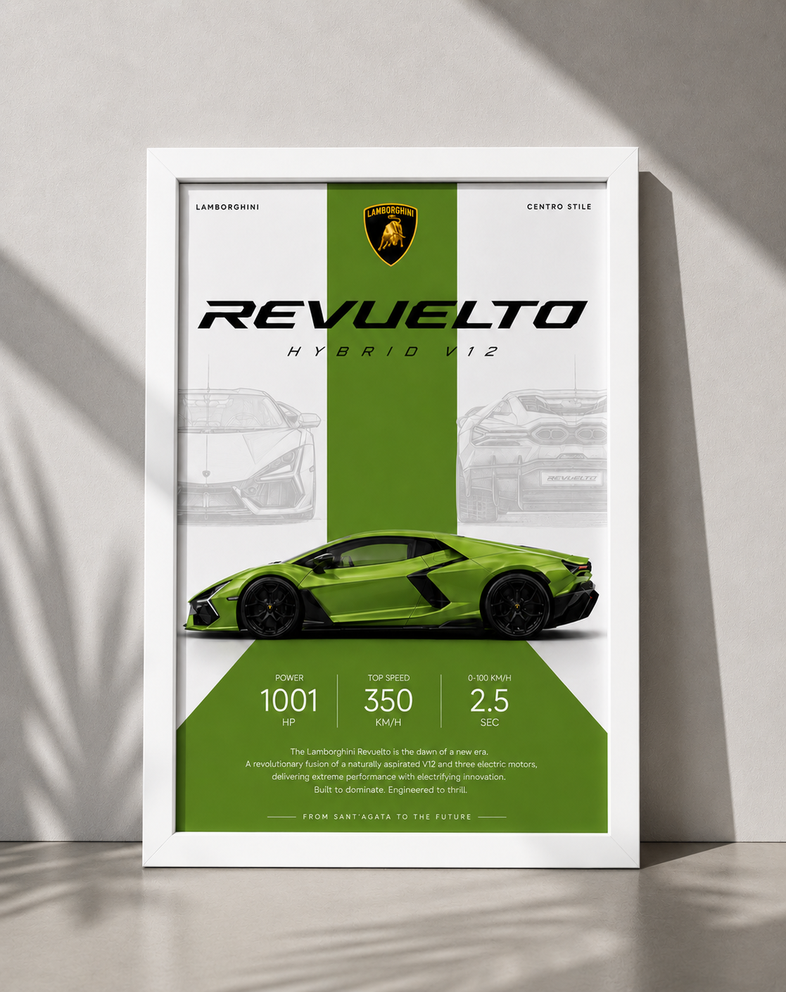 Lamborghini Revuelto Car Photo Frame | A4 Size | Premium HD Wall Art