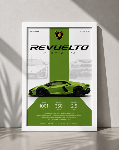 Lamborghini Revuelto Car Photo Frame | A4 Size | Premium HD Wall Art