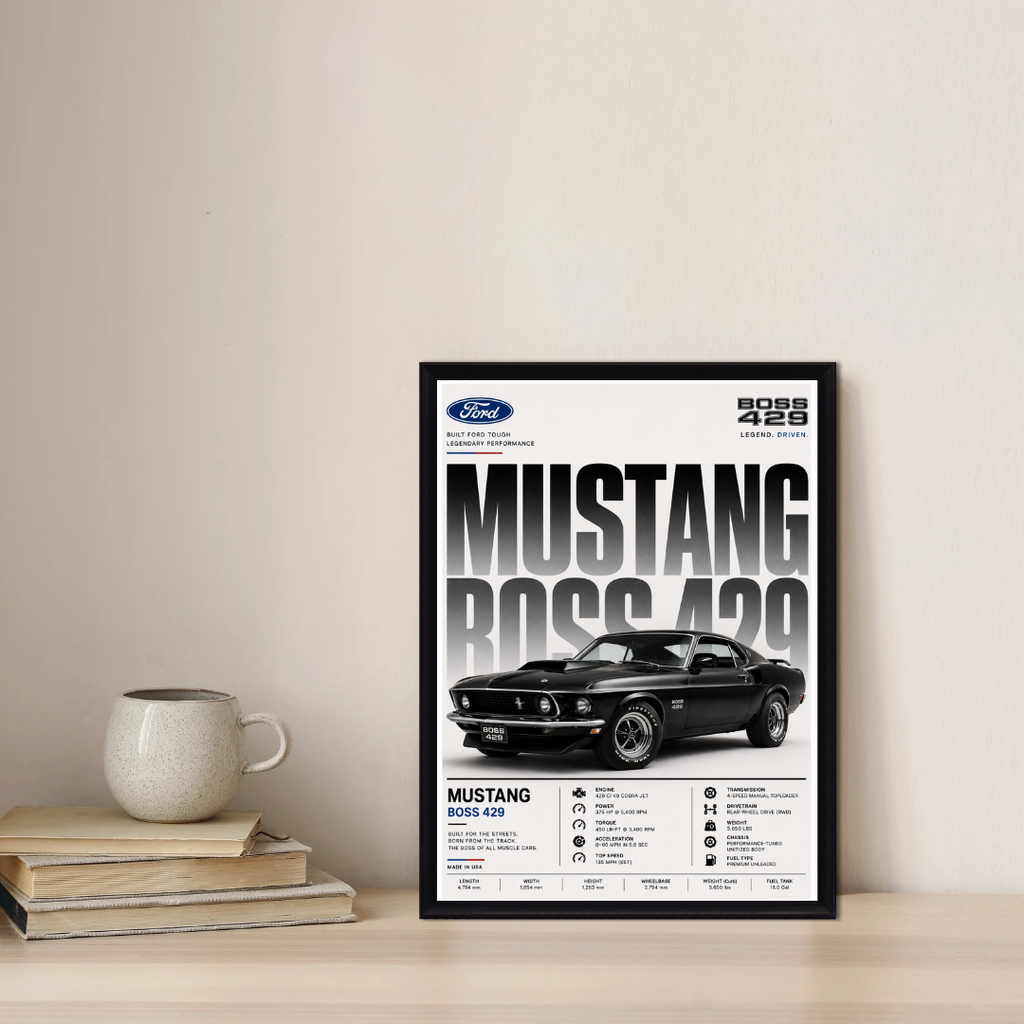 Mustang Boss 429 Absolut Car Photo Frame | A4 Size | Premium HD Wall Art