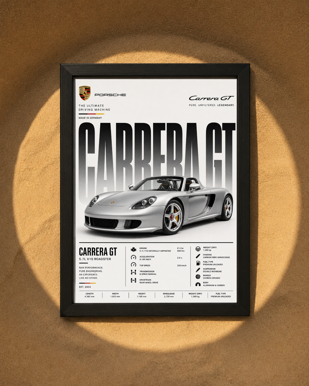 Porche Carrera GT Absolut Car Photo Frame A4 Size Premium HD Wall Art