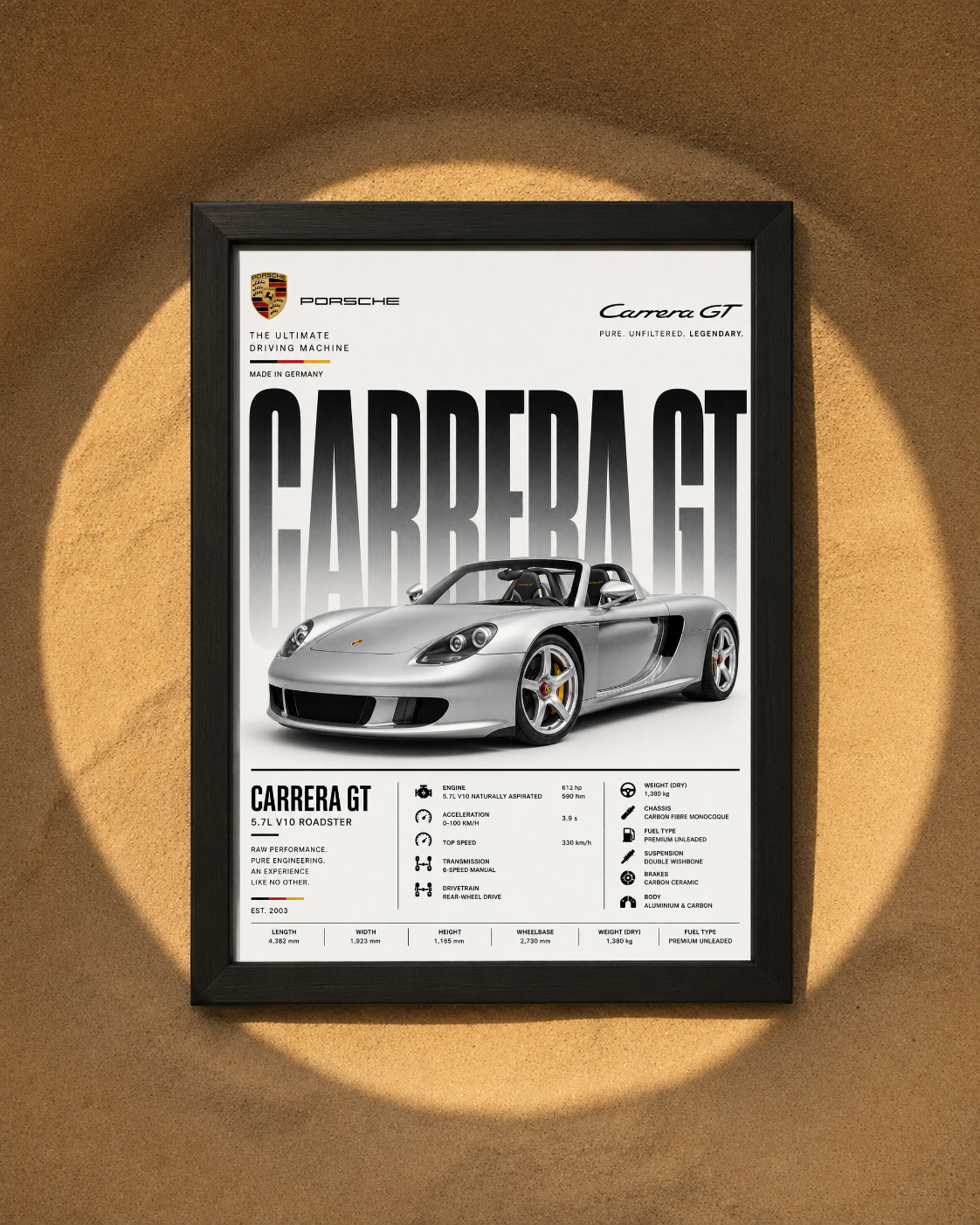 Porche Carrera GT Absolut Car Photo Frame A4 Size Premium HD Wall Art